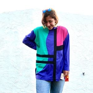 Vintage Colorblock Plus Sized Tunic